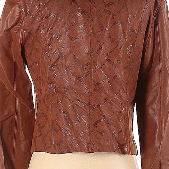 Anthropologie [BLANKNYC] Sharona Brown Snakeskin Print Faux Leather Jacket | XS - Picture 6 of 8